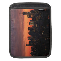 Lower Manhattan Skyline at Twilight, Pink Sky A1 Sleeves For iPads