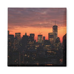 Lower Manhattan Skyline at Twilight, Pink Sky A1 magnets