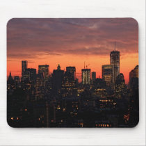 Lower Manhattan Skyline at Twilight, Pink Sky A1 Mouse Mats