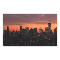 Lower Manhattan Skyline at Twilight, Pink Sky A1 Stickers