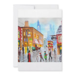 Lowry inspired busy street scene painting tram personalized announcement