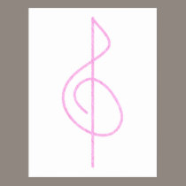 Lt. Pink Brushstroke Treble Clef postcards