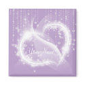 Lt Purple Sparkly White Heart Refrigerator Magnet