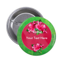 Luau Aloha Pink Hibiscus Buttons