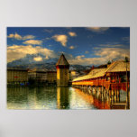 Lucerne Switzerland Chapel Bridge Mount Pilatus Posters