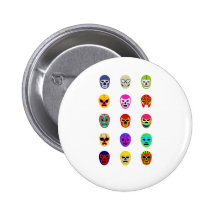 Lucha Libre Mask Mexican Wrestling Pinback Buttons