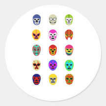 Lucha Libre Mask Mexican Wrestling Round Sticker