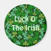 Luck o the Irish Green Shamrocks St Patricks Day Fridge Magnets