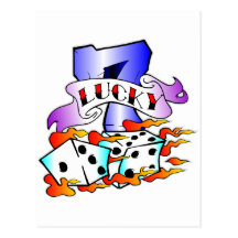 Lucky 7 w/ Dice Post Card