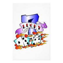 Lucky 7 w/ Dice Stationery Paper