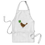 Lucky bird holding a four leaf clover apron