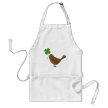 Lucky bird holding a four leaf clover apron