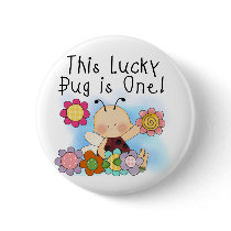 Lucky Bug 1st Birthday T-shirts and Gifts Pinback Button