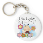 Lucky Bug 1st Birthday T-shirts and Gifts Key Chain