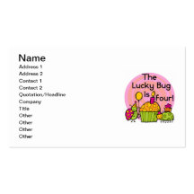 Lucky Bug Cupcake 4th Birthday T-shirts and Gifts Business Card Template