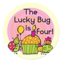 Lucky Bug Cupcake 4th Birthday T-shirts and Gifts
