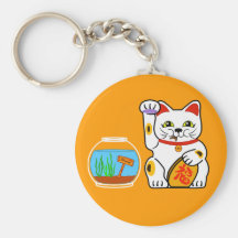 Lucky Cat. Unlucky Fish Key Chains