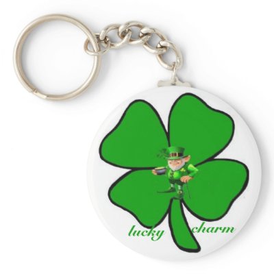 Lucky charm Leprecon clover keychain by design_girl
