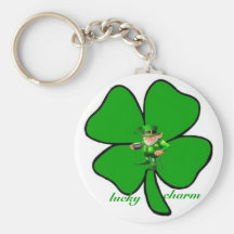 Lucky charm Leprecon clover keychain