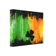 Lucky Clover & Ink Background Stretched Canvas Print