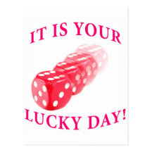 Lucky day with dice roll post cards