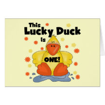 Lucky Duck 1st Birthday  T-shirts and Gifts Greeting Cards