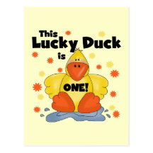 Lucky Duck 1st Birthday  T-shirts and Gifts Postcards
