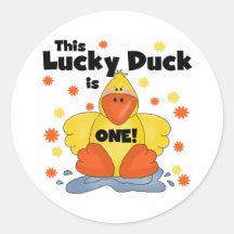 Lucky Duck 1st Birthday  T-shirts and Gifts Stickers