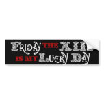 Lucky Friday the 13th Black Bumper Sticker bumper stickers