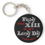 Lucky Friday the 13th Black Keychain