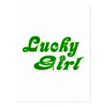Lucky Girl Festive Green Postcard