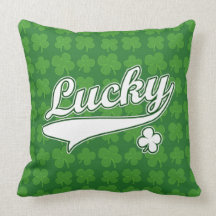 Lucky, Green/White 4 Leaf Clover Pillow