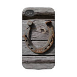 Lucky Horseshoe On Wooden Fence iPhone 4 Tough