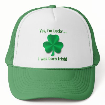 Lucky Irish Shamrock Baseball Cap Trucker Hat by SquirrelHugger