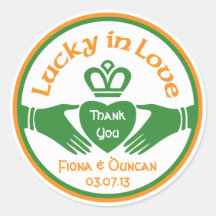 Lucky Irish St Patricks Day Wedding Thank You Round Sticker