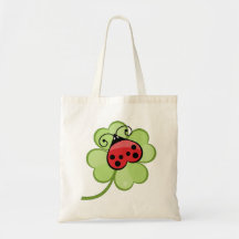 Lucky Ladybug Lady Bug Clover Leaf Cute Tote Bag
