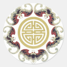 Lucky Longevity Chinese Charm Round Sticker