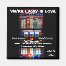 Lucky Love Casino Slot Machine Save the Date Fridge Magnet