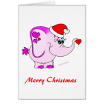 Lucky Pinkie Pink Elephant Merry Christmas Card