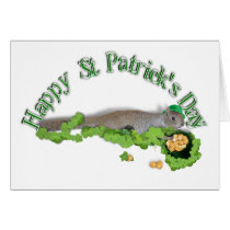 Lucky Squirrel With Pot Of Gold Greeting Cards