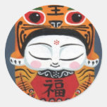 Lucky Tiger Baby Round Stickers