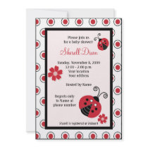 Lullabye Ladybug 5x7 Pink Trendy Invitations