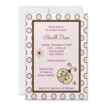 Lullabye Ladybug 5x7 Pink Trendy Invitations
