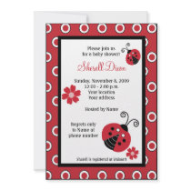 Lullabye Ladybug 5x7 Red Trendy Invitations