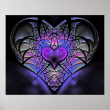 Luminescent Heart Fractal Posters