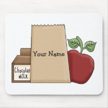 Lunch bag/Apple/Chocolate Milk-Personalise Name Mouse Mat