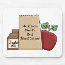 Lunch bag/Apple-World's Best Janitor's Name Mouse Mat