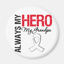 Lung & Bone Cancer - Always My Hero My Grandpa Fridge Magnet