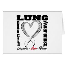 Lung Cancer Awareness Brushed Heart Ribbon Greeting Cards
