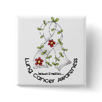 Lung Cancer Awareness FLOWER RIBBON 1 Buttons